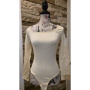 Bodysuit New Slimming Thong‎ Long Sleeve Cream Color XL #0005